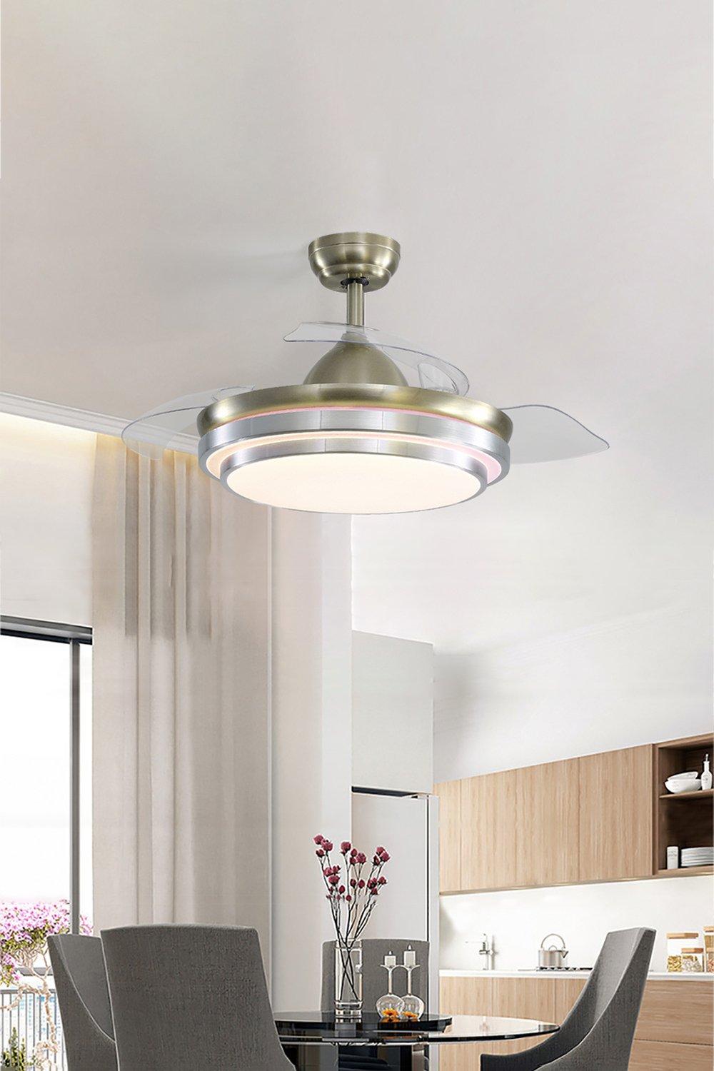 Contemporary Ceiling Fan Light with Retracted Blades